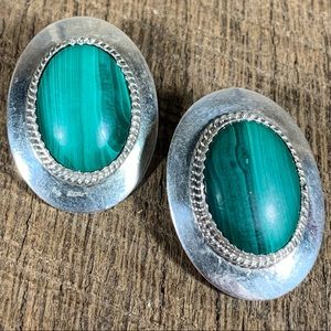 Robert Becenti Navajo Sterling Malachite Earrings